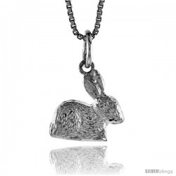 Sterling Silver Teeny Rabbit Pendant, 1/2 in