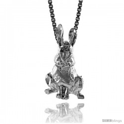 Sterling Silver Small Rabbit Pendant, 3/4 in Tall