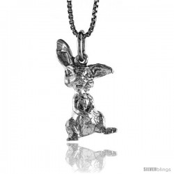 Sterling Silver Rabbit Pendant, 3/4 in