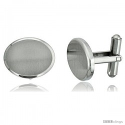 Stainless Steel Plain Oval Cufflinks Satin Finished 3/4 x /8 in