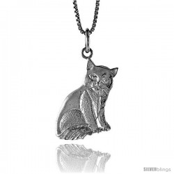 Sterling Silver Cat Pendant, 3/4 in -Style 4p492