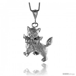 Sterling Silver Large Cat Pendant, 1 1/16 in