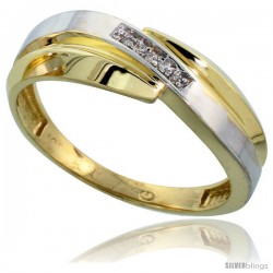 10k Yellow Gold Men's Diamond Wedding Band, 9/32 in wide