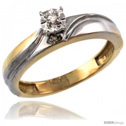 10k Gold Diamond Engagement Ring w/ 0.03 Carat Brilliant Cut Diamonds, 5/32 in. (4mm) wide