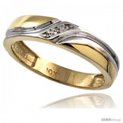10k Gold Men's Diamond Wedding Ring Band, w/ 0.019 Carat Brilliant Cut Diamonds, 3/16 in. (5mm) wide