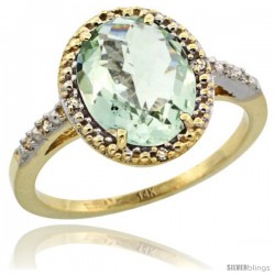 14k Yellow Gold Diamond Green-Amethyst Ring 2.4 ct Oval Stone 10x8 mm, 1/2 in wide -Style Cy402111