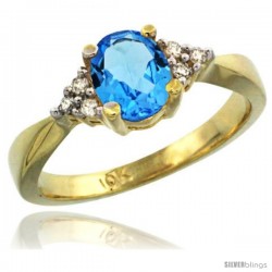 10k Yellow Gold Ladies Natural Swiss Blue Topaz Ring oval 7x5 Stone -Style Cy904168