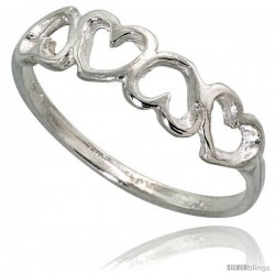 Sterling Silver Teeny Hearts Ring 3/16 in wide