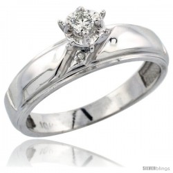 10k White Gold Diamond Engagement Ring, 7/32 in wide