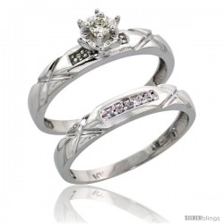 10k White Gold Ladies' 2-Piece Diamond Engagement Wedding Ring Set, 1/8 in wide