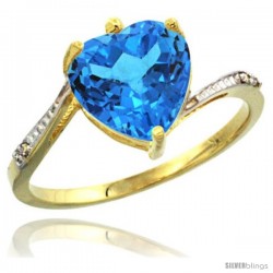 10k Yellow Gold Ladies Natural Swiss Blue Topaz Ring Heart-shape 9x9 Stone