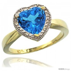 10k Yellow Gold Ladies Natural Swiss Blue Topaz Ring Heart-shape 8x8 Stone