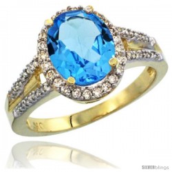 10k Yellow Gold Ladies Natural Swiss Blue Topaz Ring oval 10x8 Stone