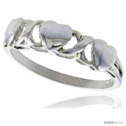 Sterling Silver Heart XO Style Hugs & Kisses Ring Polished finish 3/16 in wide -Style Ffr456