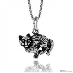 Sterling Silver Small Cat Pendant, 1/2 in -Style 4p497