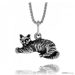 Sterling Silver Small Cat Pendant, 3/8 in -Style 4p498