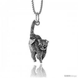 Sterling Silver Cat Pendant, 1 1/16 in