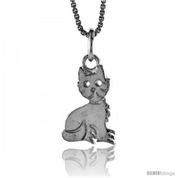 Sterling Silver Small Cat Pendant, 1/2 in Tall