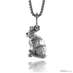 Sterling Silver Small Cat Pendant, 1/2 in Tall -Style 4p507