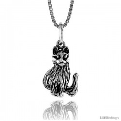 Sterling Silver Small Cat Pendant, 1/2 in Tall -Style 4p508