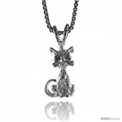 Sterling Silver Small Cat Pendant, 1/2 in Tall -Style 4p509