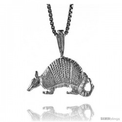 Sterling Silver Armadillo Pendant, 1/2 in Tall