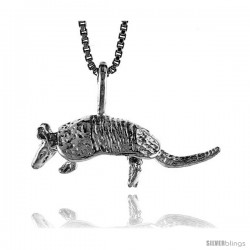 Sterling Silver Armadillo Pendant, 3/8 in Tall