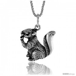 Sterling Silver Squirrel Pendant, 5/8 in Tall