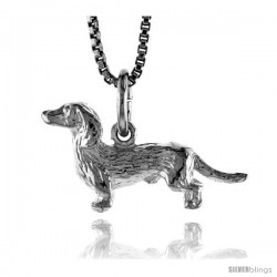 Sterling Silver Dachshunds Pendant, 3/8 in Tall