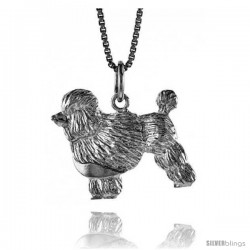 Sterling Silver Poodle Pendant, 3/4 in Tall