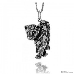 Sterling Silver Tiger Pendant, 1 3/8 in Tall