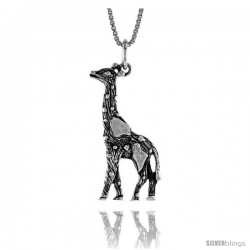 Sterling Silver Giraffe Pendant, 1 1/4 in Tall