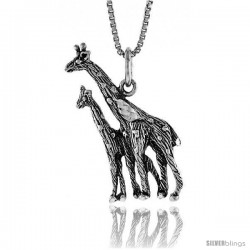 Sterling Silver Giraffe Pendant, 1 in Tall