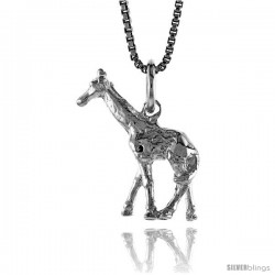 Sterling Silver Giraffe Pendant, 3/4 in Tall