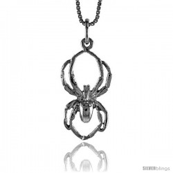 Sterling Silver Spider Pendant, 7/8 in Tall