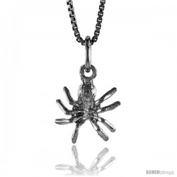 Sterling Silver Small Spider Pendant, 1/2 in Tall