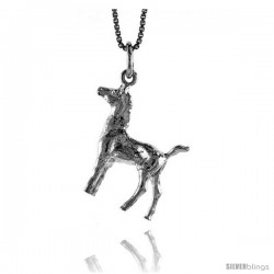 Sterling Silver Pony Pendant, 7/8 in Tall