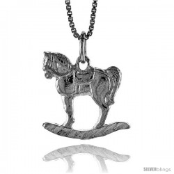 Sterling Silver Rocking Horse Pendant, 3/4 in Tall