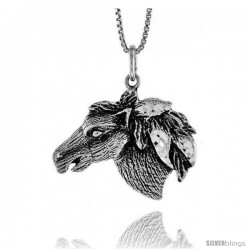 Sterling Silver Horse Head Pendant, 3/4 in Tall