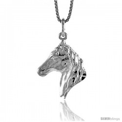 Sterling Silver Horse Head Pendant, 3/4 in Tall -Style 4p549