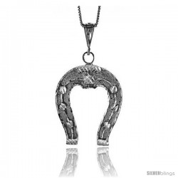 Sterling Silver Large Horseshoe Pendant, 1 1/2 in Tall