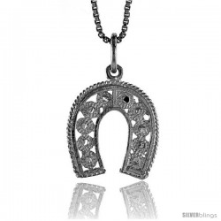 Sterling Silver Filigree Horseshoe Pendant, 5/8 in Tall