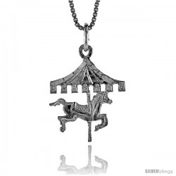 Sterling Silver Carousel Pendant, 3/4 in Tall