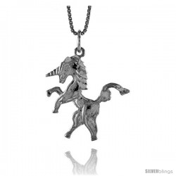 Sterling Silver Unicorn Pendant, 1 in Tall