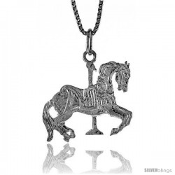 Sterling Silver Carousel Horse Pendant, 3/4 in Tall