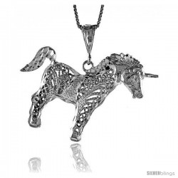 Sterling Silver Unicorn Pendant, 1 3/8 in Tall