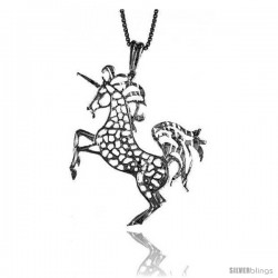 Sterling Silver Unicorn Pendant, 1 1/2 in Tall