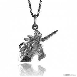 Sterling Silver Unicorn Pendant, 3/4 in Tall