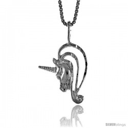 Sterling Silver Unicorn Pendant, 3/4 in Tall -Style 4p567