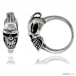 Sterling Silver Gothic Biker Skull Ring 7/16 in wide